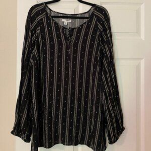 Sonoma Long Sleeve Black Top Size 1X